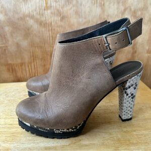 All Saints Slingback Sarris Brown Platform Animal Print Heeled Clog Booties